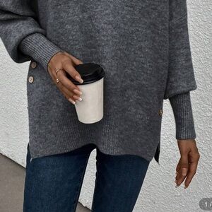 SHEIN Charcoal Cowl Neck Sweater